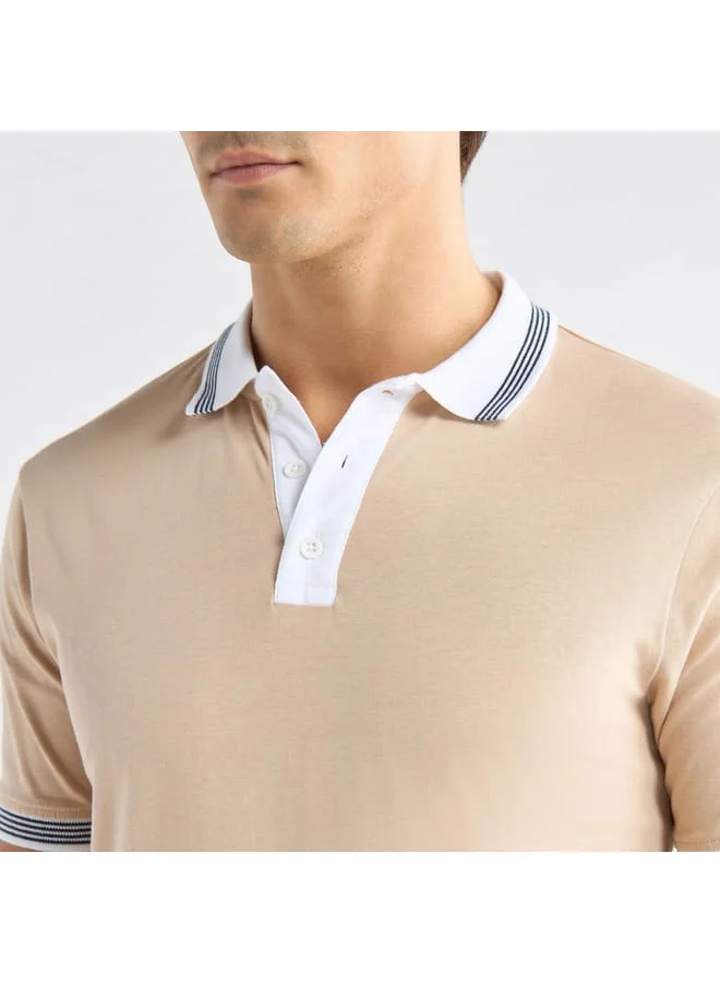 Splash FAV Colourblock Polo T-shirt with Short Sleeves and Button Closure