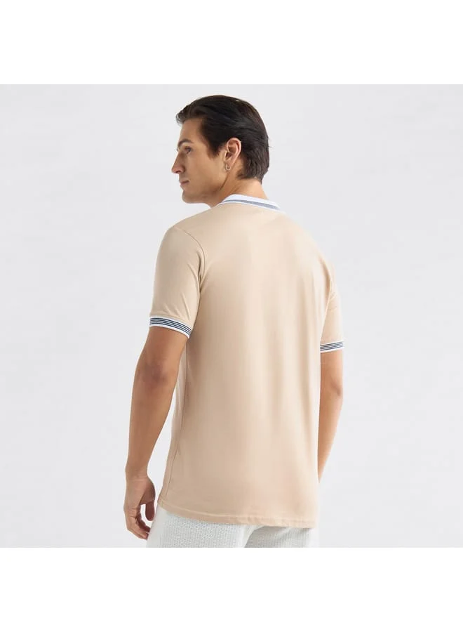 Splash FAV Colourblock Polo T-shirt with Short Sleeves and Button Closure