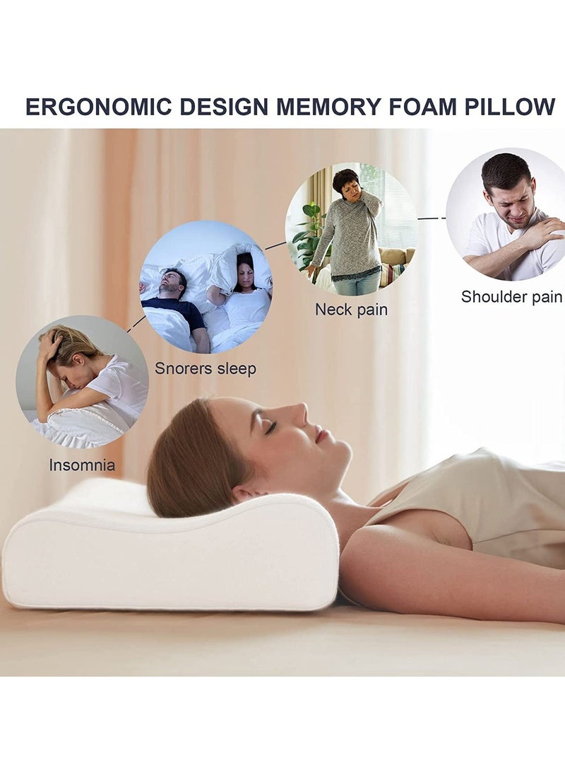 Cervical Memory Foam Bed Pillow with 2 Adjustable Height, 61x35.6x11.9cm, Ergonomically Designed Contour Sleeping Pillows with Washable Pillow Cover for Side Sleepers with Shoulder & Cervical Pain - Image 2