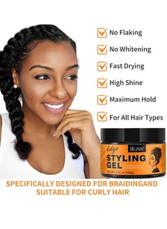 IKZEE 120g Edge Styling Gel Hair Edge Control gel with Honey Extract Anti Frizz Anti Flyaway Non Greasy Edge Style Gel Cream Strong Hold Lasting Shine and Moisturize Hair Wax Natural Hair Gel  - Image 3