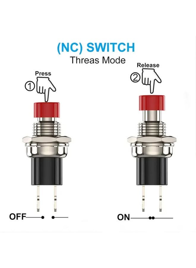 AD PBS110 Mini Push Button Switch 10pcs SPST NO NC 1A 250V Red Cap - Image 4