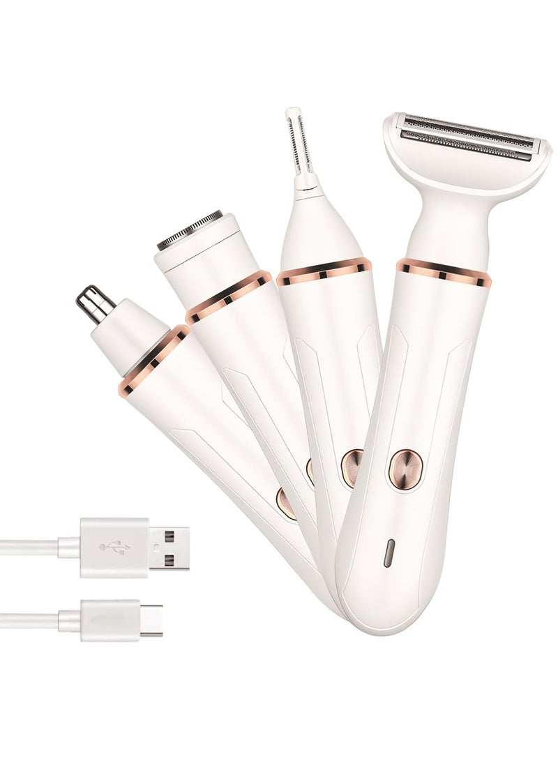 4 in 1 Electric Hair Removal & Epilator for Women ,  Women’s Facial Hair Removal, MultiFunction Body Shaver Rechargeable, Waterproof Wet and Dry Uses Replaceable Blade Heads - Image 1