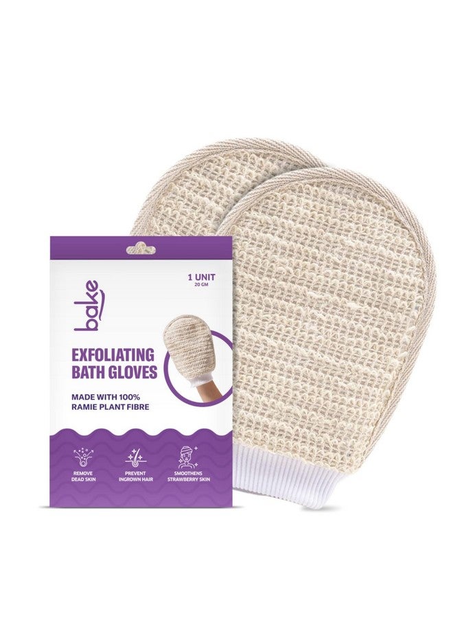 BAKE Exfoliating Bath Glove for Dead Skin, Tan Removal, Strawberry Skin, Body Acne & Ingrown Hair | 100% Ramie Plant Fibre, Body Exfoliator for Dry Patches | For Men & Women | 1 Glove (20g) - Image 1