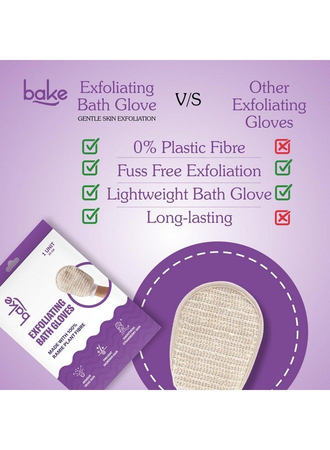 BAKE Exfoliating Bath Glove for Dead Skin, Tan Removal, Strawberry Skin, Body Acne & Ingrown Hair | 100% Ramie Plant Fibre, Body Exfoliator for Dry Patches | For Men & Women | 1 Glove (20g) - Image 5
