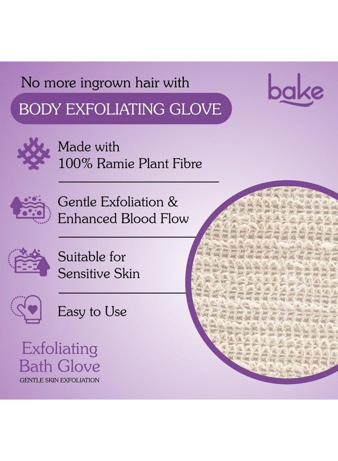 BAKE Exfoliating Bath Glove for Dead Skin, Tan Removal, Strawberry Skin, Body Acne & Ingrown Hair | 100% Ramie Plant Fibre, Body Exfoliator for Dry Patches | For Men & Women | 1 Glove (20g) - Image 2