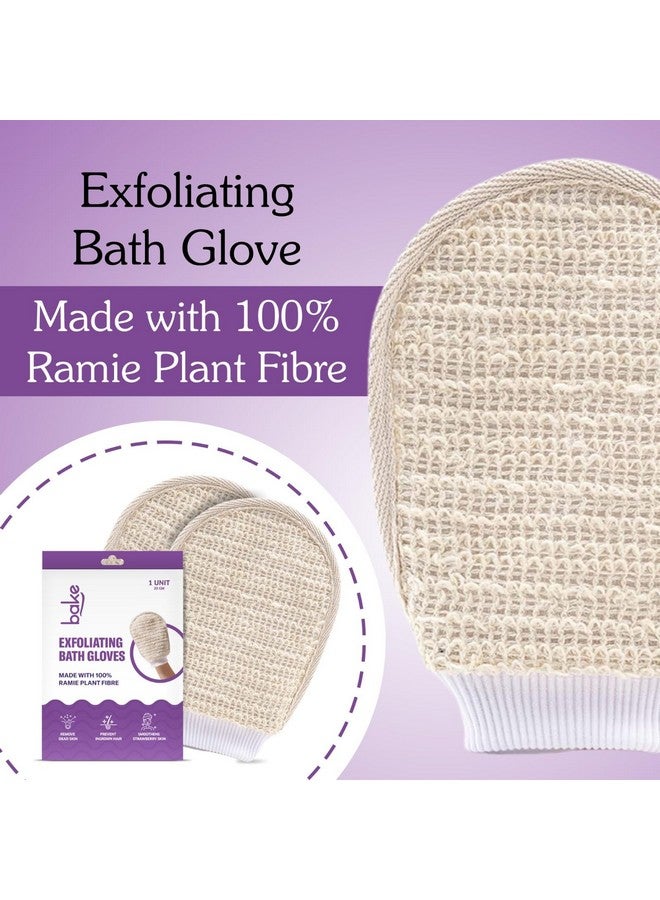 BAKE Exfoliating Bath Glove for Dead Skin, Tan Removal, Strawberry Skin, Body Acne & Ingrown Hair | 100% Ramie Plant Fibre, Body Exfoliator for Dry Patches | For Men & Women | 1 Glove (20g) - Image 3