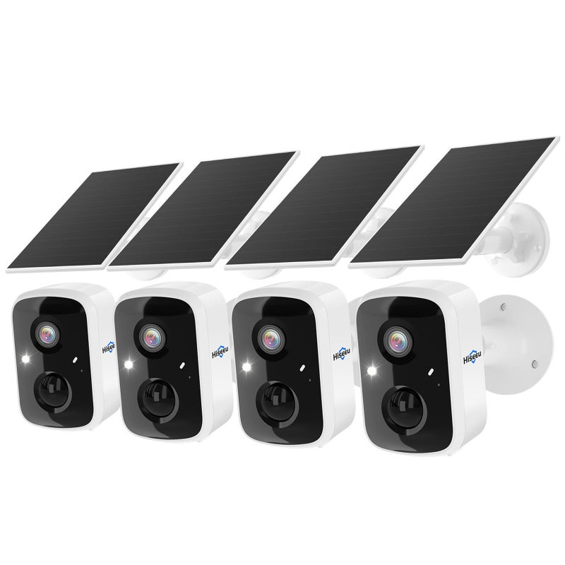 Hiseeu Solar Camera Security Outdoor 4 Pack 100 Wireless 3K 4MP Surveillance Indoor WiFi Smart Cameras for Home Security Outside PIRAI Motion Detection Waterproof Color Night Vision 2Way Audio - Image 2