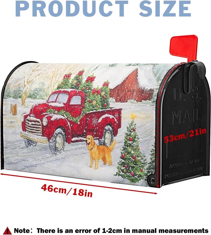 Farg Merry Christmas Mailbox Covers Magnetic Winter Snow Dog Red Truck Mailbox Cover 21" X 18" Christma Tree Mail Box Covers Magnetic Standard Size for Yard Home Decor - Image 4