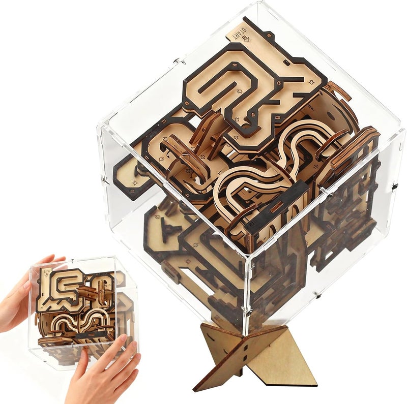 nicknack 3D Wooden Puzzle Adult Marble Run Wood, 3D Puzzle Maze Game Craft Set, Marble Run Wooden Puzzle Box, DIY Wooden Construction Kit, Money Gifts for Men, Adults, Children - Image 1