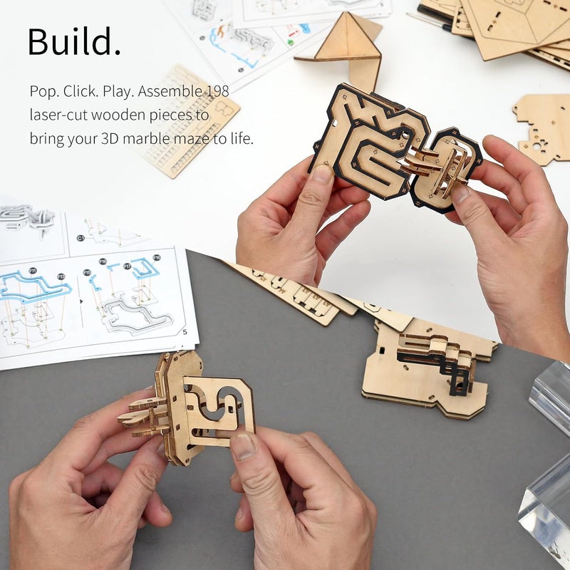 nicknack 3D Wooden Puzzle Adult Marble Run Wood, 3D Puzzle Maze Game Craft Set, Marble Run Wooden Puzzle Box, DIY Wooden Construction Kit, Money Gifts for Men, Adults, Children - Image 3