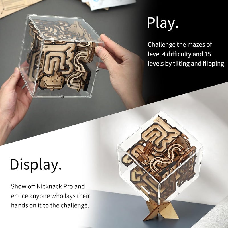 nicknack 3D Wooden Puzzle Adult Marble Run Wood, 3D Puzzle Maze Game Craft Set, Marble Run Wooden Puzzle Box, DIY Wooden Construction Kit, Money Gifts for Men, Adults, Children - Image 2