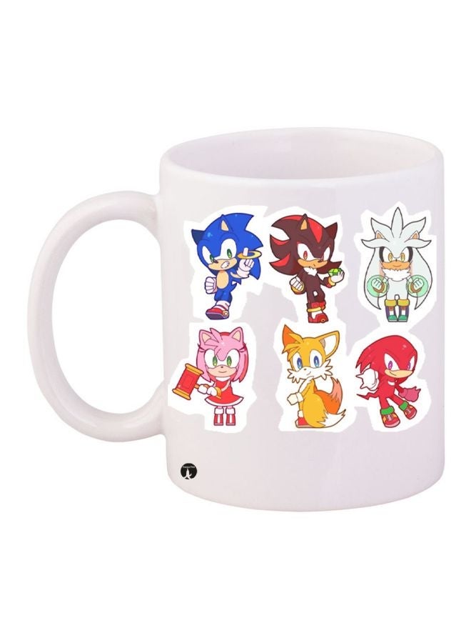 RYN Sonic The Hedgehog Printed Coffee Mug White/Blue/Red 11ounce