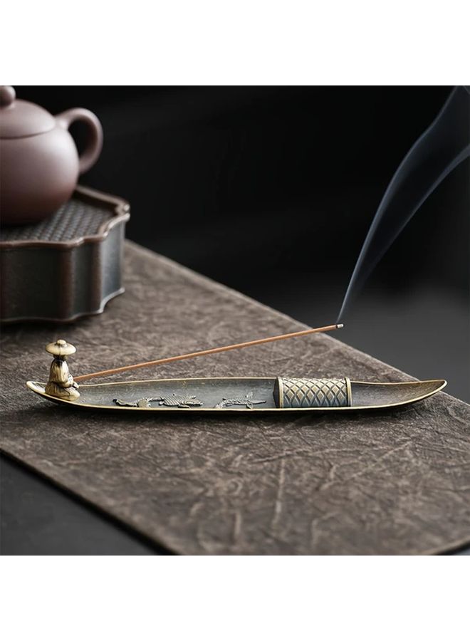 محرق البخور المعدني لصياد السمك مع عصا الصندل للتأمل وديكور المنزل - Image 1