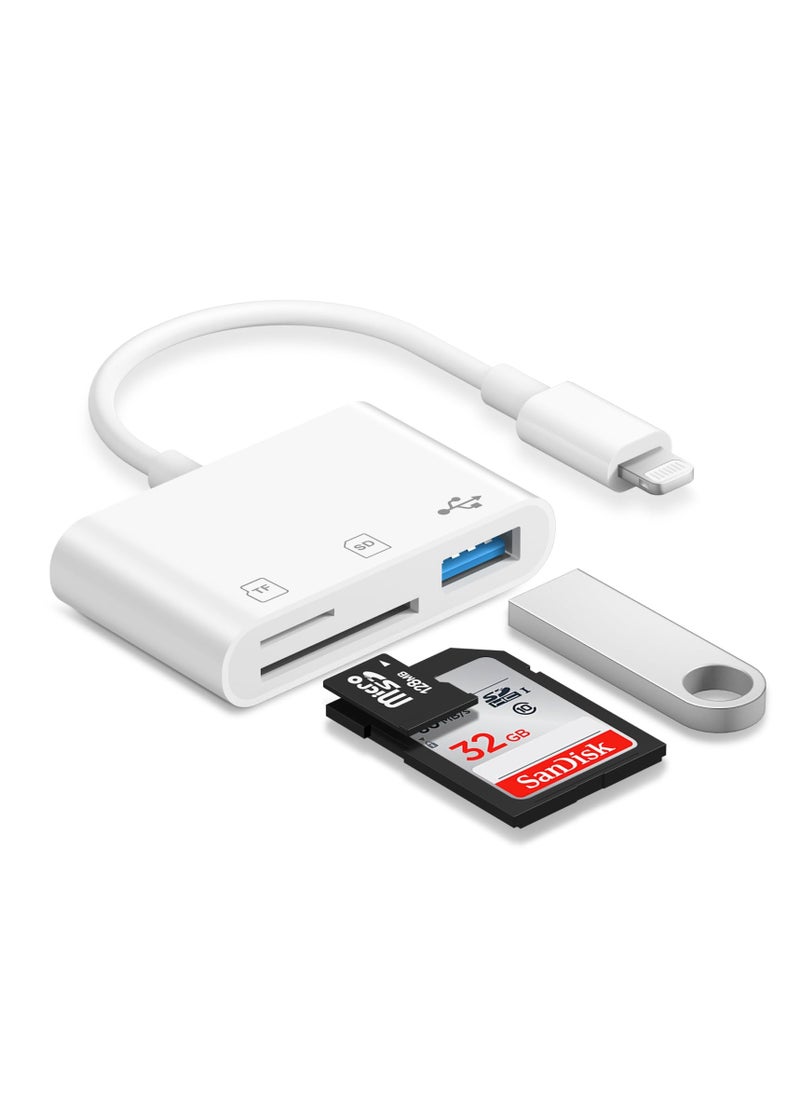 Generic - SD Card Reader for iPhone,Lightning to MicroSD/SD USB 3 Ports Memory Card Reader fo iPhone iPad/MacBook Pro/Air/Laptop/Galaxy USB SD Card Reader No App Required - Image 1