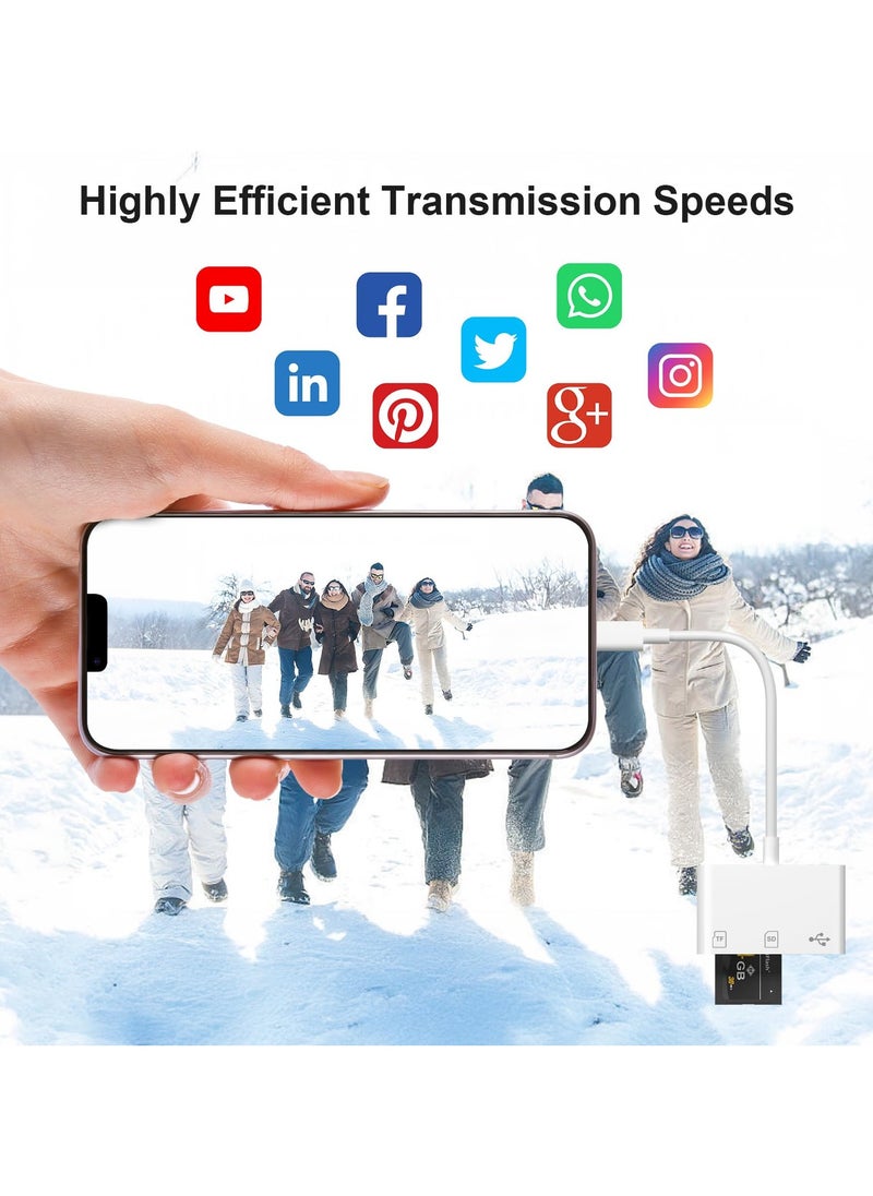 Generic - SD Card Reader for iPhone,Lightning to MicroSD/SD USB 3 Ports Memory Card Reader fo iPhone iPad/MacBook Pro/Air/Laptop/Galaxy USB SD Card Reader No App Required - Image 1