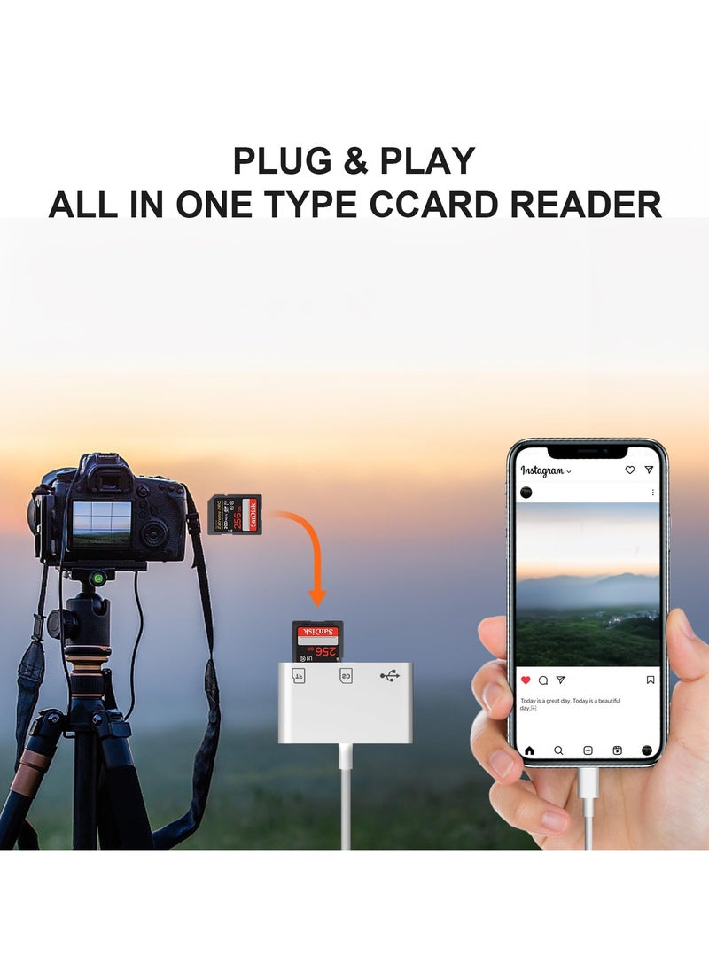 Generic - SD Card Reader for iPhone,Lightning to MicroSD/SD USB 3 Ports Memory Card Reader fo iPhone iPad/MacBook Pro/Air/Laptop/Galaxy USB SD Card Reader No App Required - Image 1