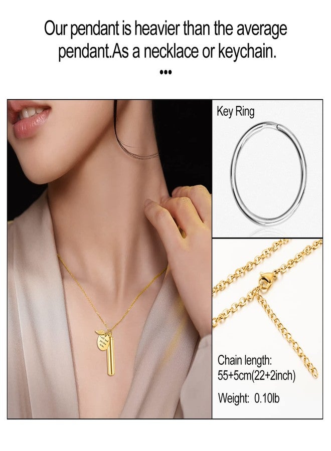 abooxiu Cylinder Urn Necklace for Ashes Cremation Jewelry/Keychain for human Pet Stainless Steel Memorial Keepsake Pendant with Angel Wing Charm Ashes Jewelry-Gold L - Image 3