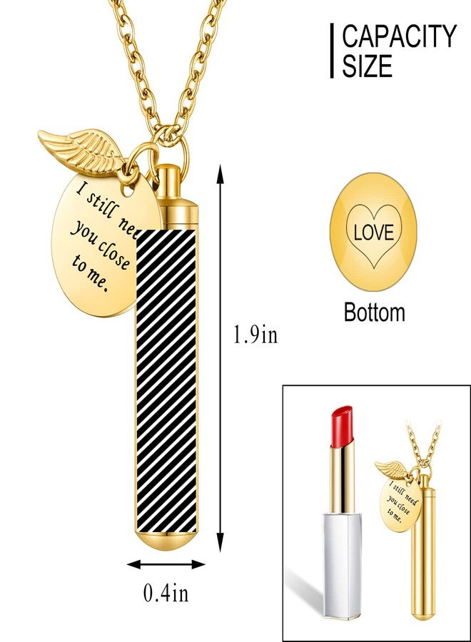 abooxiu Cylinder Urn Necklace for Ashes Cremation Jewelry/Keychain for human Pet Stainless Steel Memorial Keepsake Pendant with Angel Wing Charm Ashes Jewelry-Gold L - Image 4