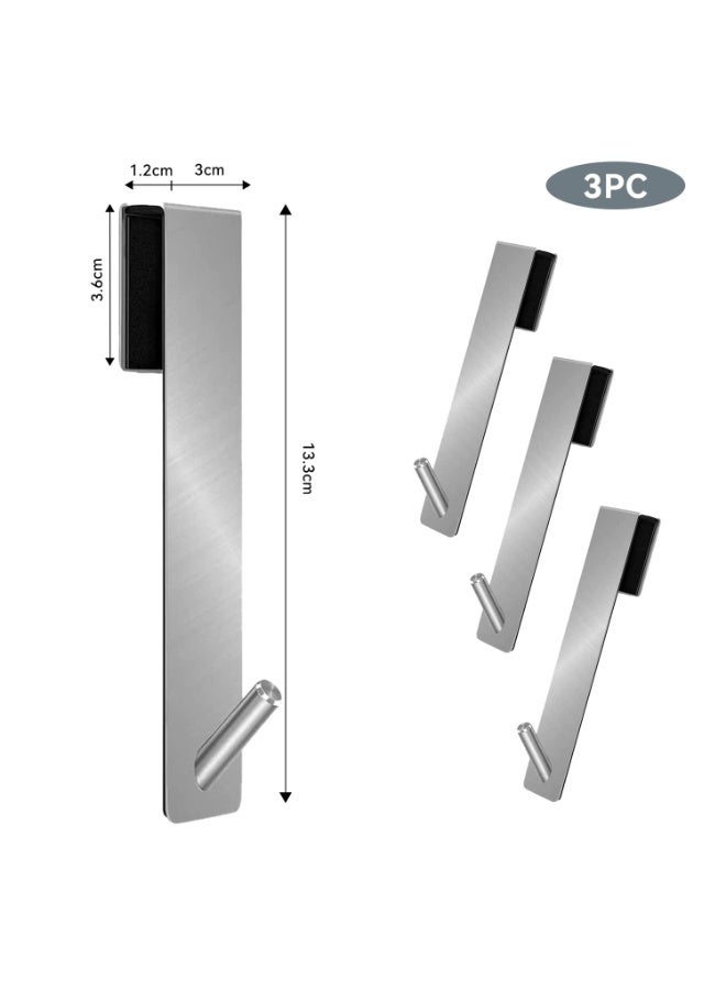 JZS Stainless Steel Shower Hooks, 3 Pack Modern Brushed Style, Heavy Duty, 17.8cm Extended Over Door Hooks for Frameless Glass Shower Door, 35 lbs Weight Capacity - Image 2