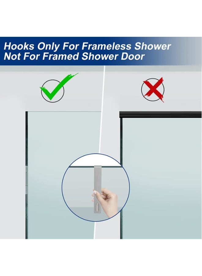 JZS Stainless Steel Shower Hooks, 3 Pack Modern Brushed Style, Heavy Duty, 17.8cm Extended Over Door Hooks for Frameless Glass Shower Door, 35 lbs Weight Capacity - Image 4