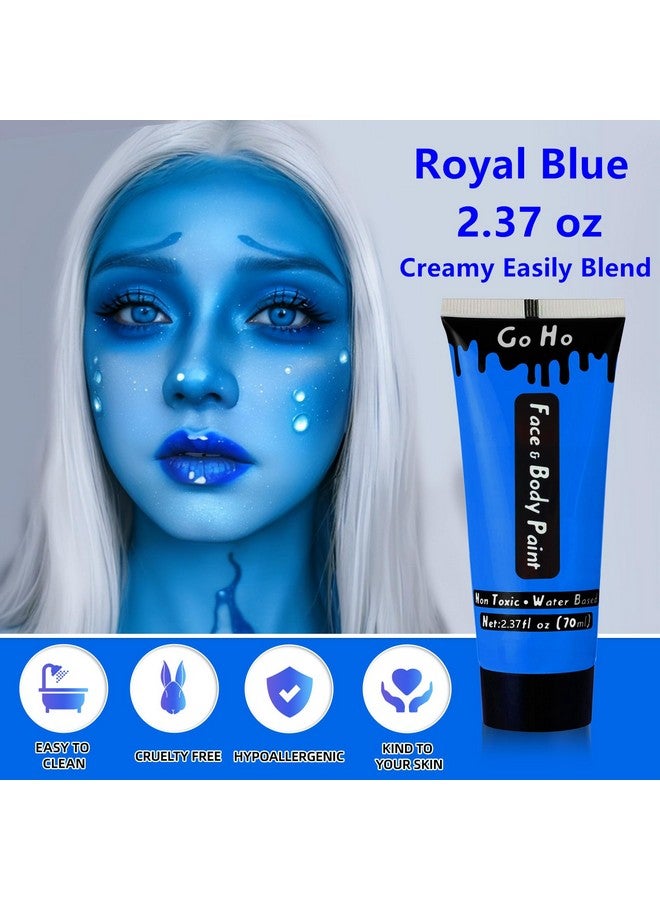 Go Ho Royal Blue Face Body Paint Washable(2.37 oz),Water Based Cream Blue Face Paint,Smurf Mystique Avatar Clown Makeup,Blue Body Paint for SFX Cosplay Costumes Festivals Halloween Makeup - Image 5