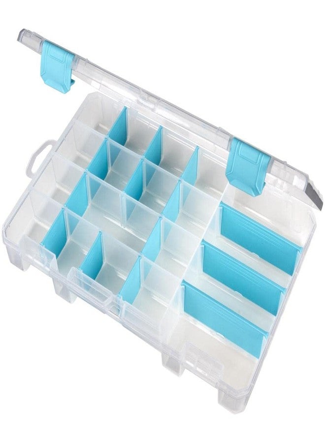 ArtBin 6944AG Medium Anti-Tarnish Box with 15 Removable Dividers, Jewelry & Craft Organizer, 1 Plastic Storage Case with Anti-Tarnish Technology, Clear with Aqua Accents 10.875” x 7.0” x 1.75” - Image 1