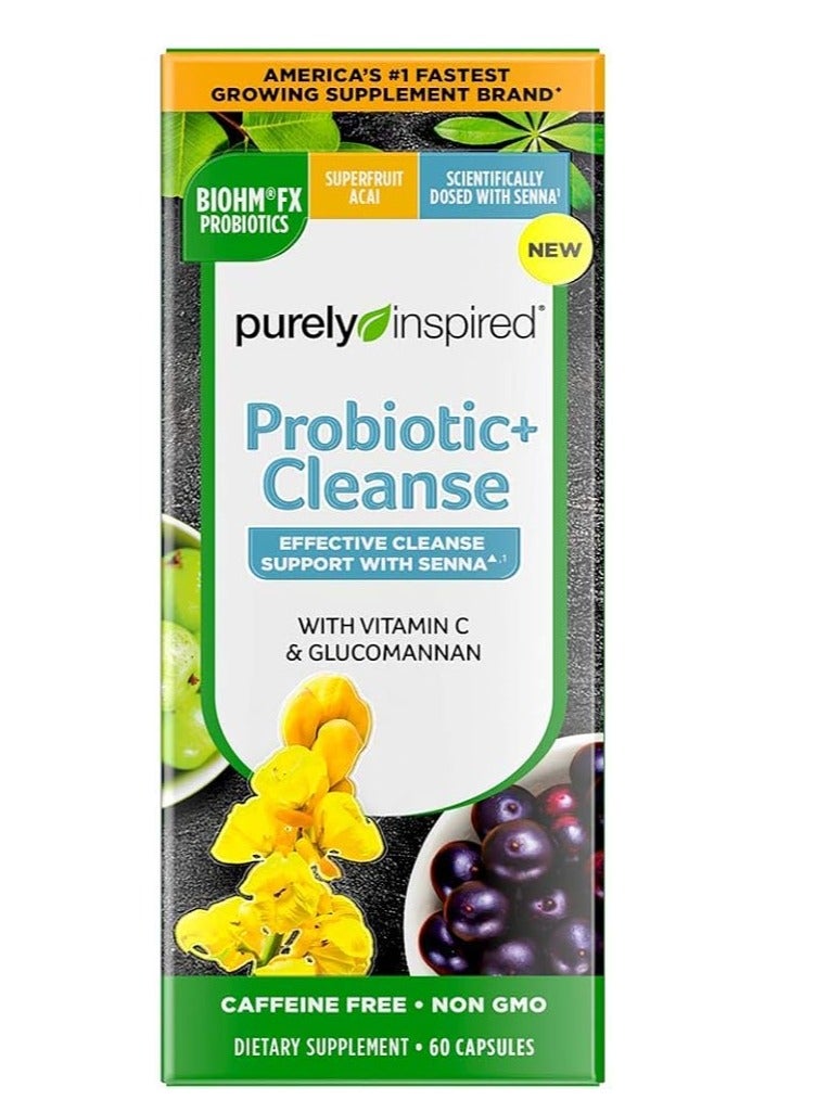 purely inspired Probiotics+Cleanse With Vitamin C& Glucomannan 60 Capsules 20 Servings - Image 1