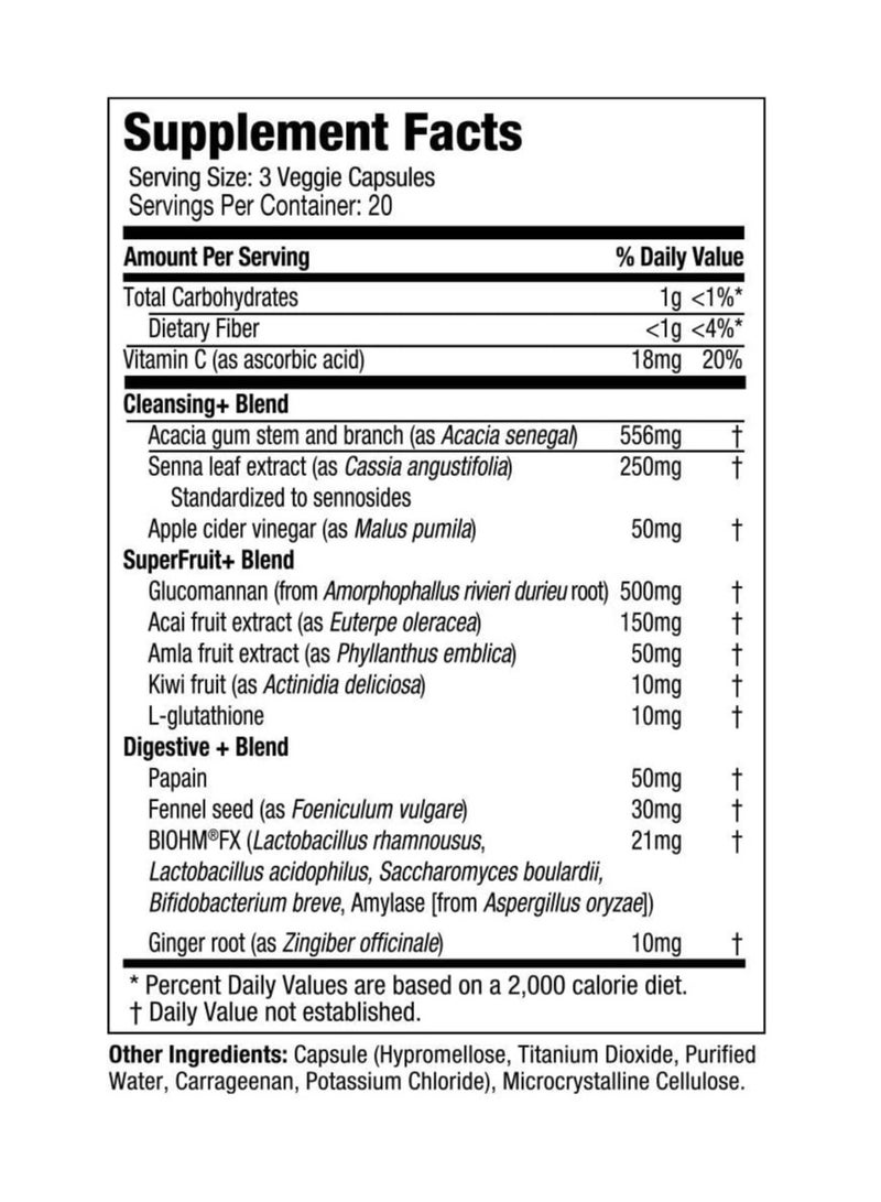 purely inspired Probiotics+Cleanse With Vitamin C& Glucomannan 60 Capsules 20 Servings - Image 3