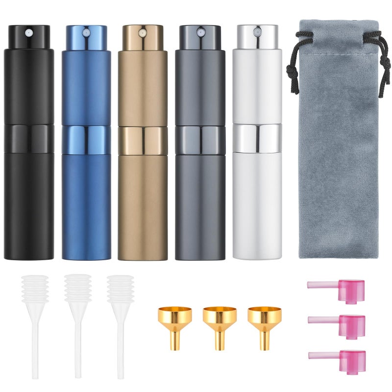 Tekson Travel Perfume Atomizer Refillable 8ml 5 PCS Travel Cologne Sprayer Mini Perfume Bottle Empty Small Blue - Image 3