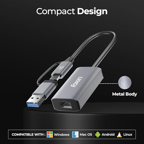 Foxin LAN Gigabit Ethernet Adapter with Dual Plugs (Type C + USB) | Super Speed 1000 Mbps Network LAN Converter | RJ45 LAN Port, Compatible with Laptop, Desktop, Gaming Console - FLA 1000UC - Image 5