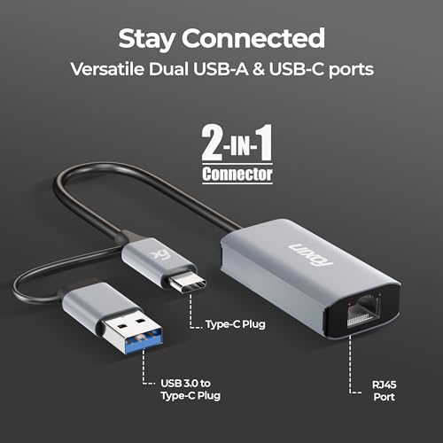 Foxin LAN Gigabit Ethernet Adapter with Dual Plugs (Type C + USB) | Super Speed 1000 Mbps Network LAN Converter | RJ45 LAN Port, Compatible with Laptop, Desktop, Gaming Console - FLA 1000UC - Image 3