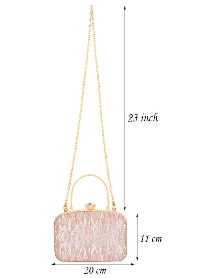 CLIX Womens Velvet Twist Lock clutch | Bridal Clutch | Peach Color - Image 5