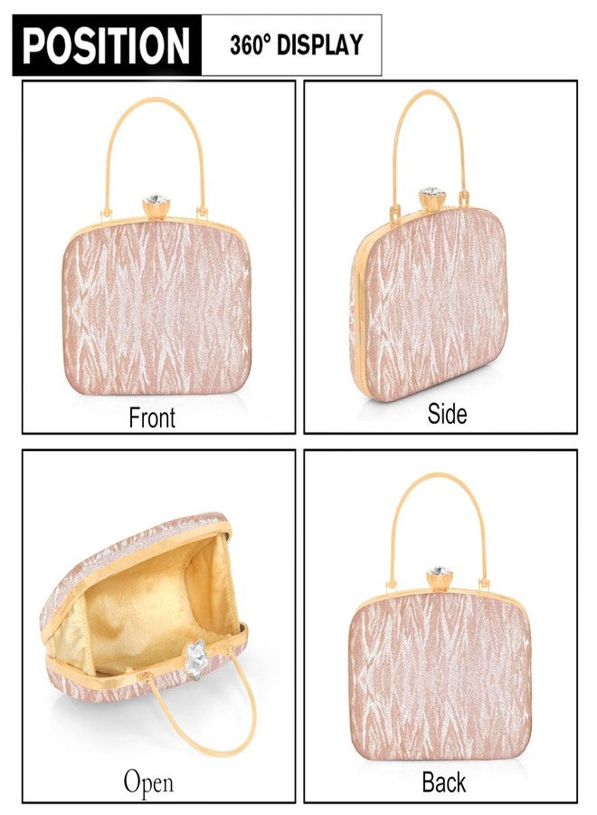 CLIX Womens Velvet Twist Lock clutch | Bridal Clutch | Peach Color - Image 2