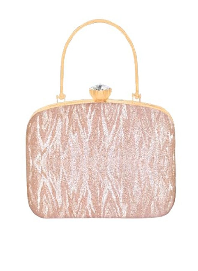 CLIX Womens Velvet Twist Lock clutch | Bridal Clutch | Peach Color - Image 1