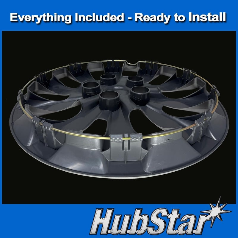 HubStar 16-Inch Premium Replica Hubcaps for Nissan Sentra 2013-2019 & Leaf 2013-2018, Silver, Set of 4 - Image 3