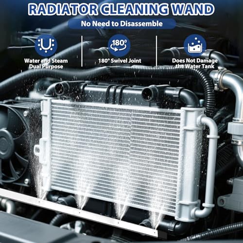 PILISPARK 304 Stainless Steel Car Radiator Cleaner 4500PSI HighPressure 4Hole Fan Nozzle 15 UltraThin Flat Design 180 Rotating Brass Adapter WaterAir DualUse Fits tight spaces - Image 3