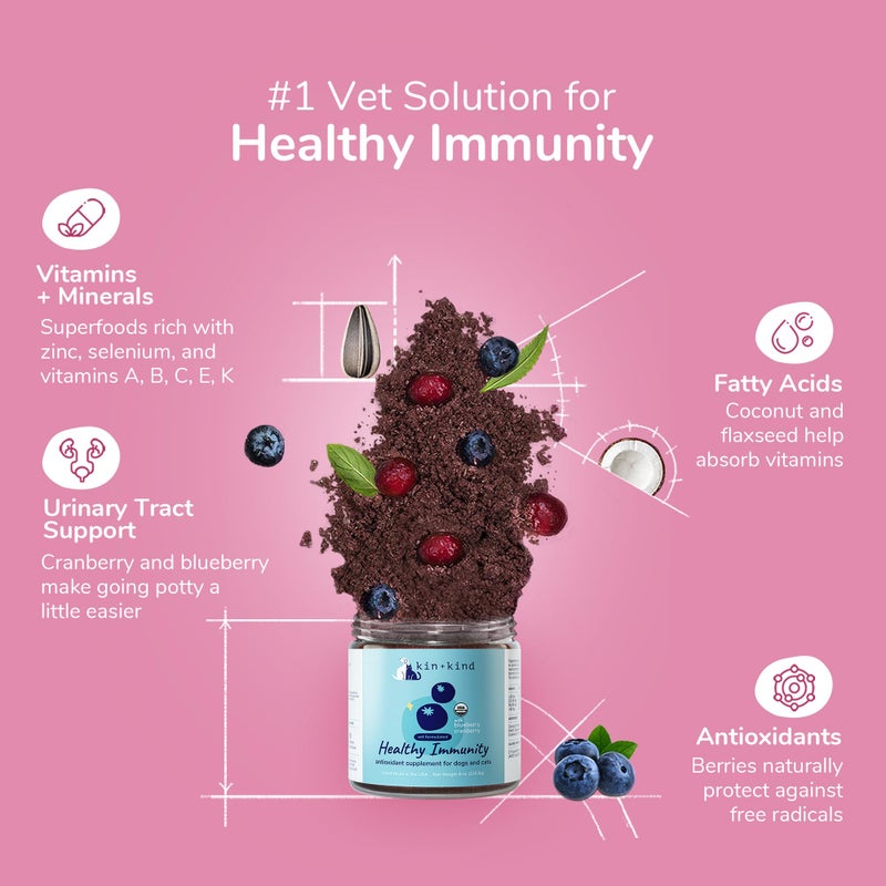 kin+kind Natural Cranberry Supplement Powder for Dogs&Cats - Boost Healthy Immunity and Bladder Support with Organic Formula - Organic Cranberry, Blueberry and Coconut - Small 4oz - Made in USA - Image 2