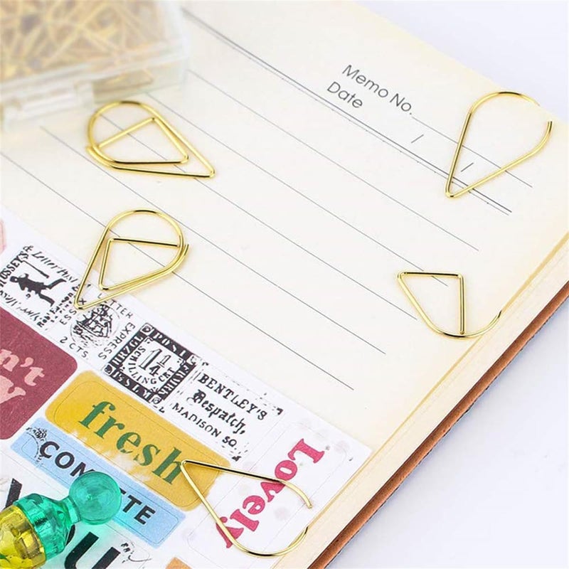 Excefore Metal PaperClips, Gold Waterdrop Shaped Paper Clips, Elegant Office Supplies for Books, Photos, Posters, Notes, Memos, Bookmarks 150 Count, 15 x 25 mm - Image 4