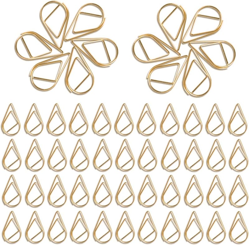 Excefore Metal PaperClips, Gold Waterdrop Shaped Paper Clips, Elegant Office Supplies for Books, Photos, Posters, Notes, Memos, Bookmarks 150 Count, 15 x 25 mm - Image 1