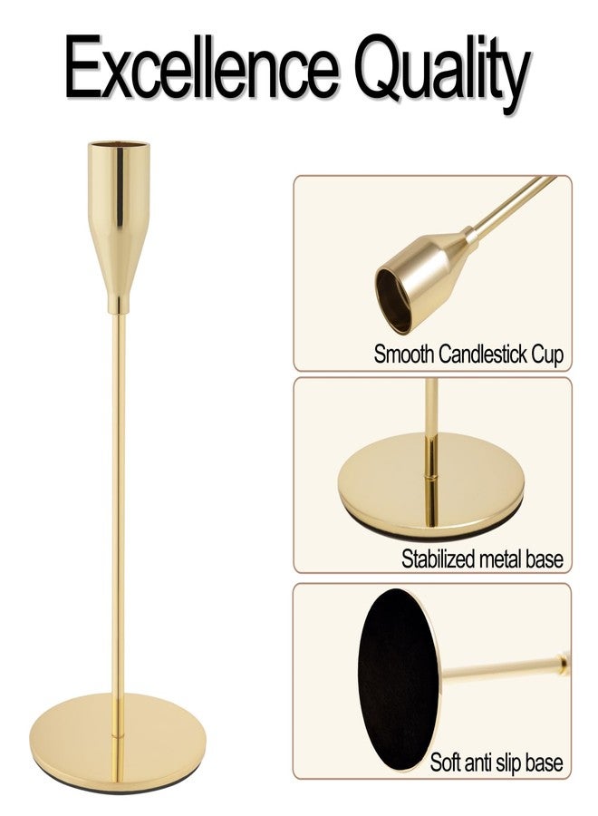 ECHFSM Gold Taper Candle Holders,Set of 6,Metal Candlestick Holders Bulk,Candle Stand for Wedding Decor,Mantel Centerpiece,Dinning Room,Home,Party,Festival（GCH07 Gold 6） - Image 3
