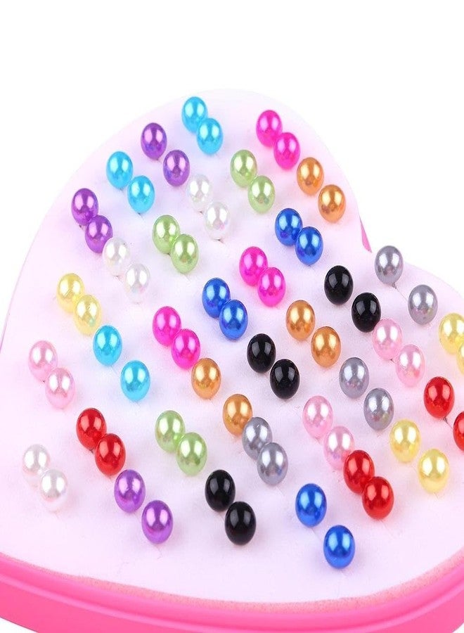 Honbon Korean Fashion Ear Rings 36 Pairs Colourful Cute Faux Pearls Stud Earrings Use For Girl - Image 5