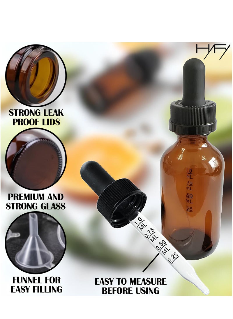 HYFY Amber Glass Dropper Bottles 10 Pack for Essential Oils Empty Bottle Small Dropper Bottles Glass Bottle Reuasable Eye Dopper Bottle Amber Bottle Tincture Bottles 30 ml  - Image 2