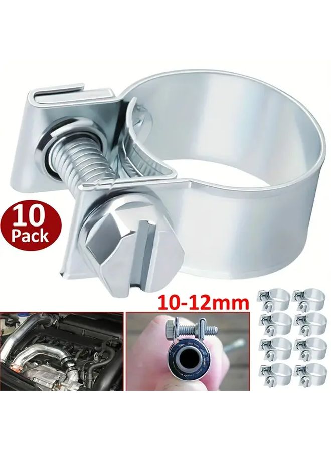 10pcs Adjustable Stainless Steel Hose Clamps For Securing Hoses Cables Pipes - Image 1