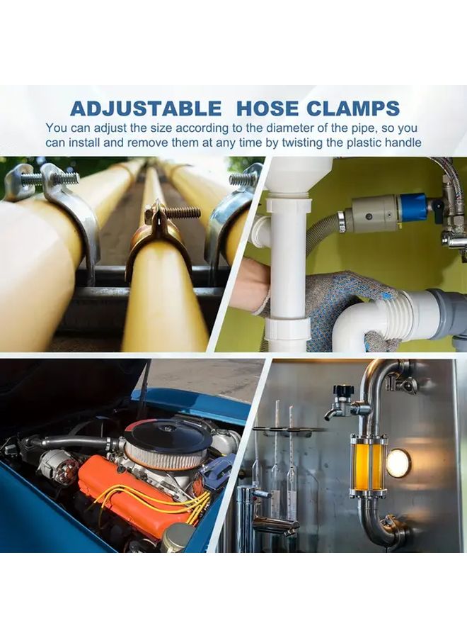 10pcs Adjustable Stainless Steel Hose Clamps For Securing Hoses Cables Pipes - Image 4