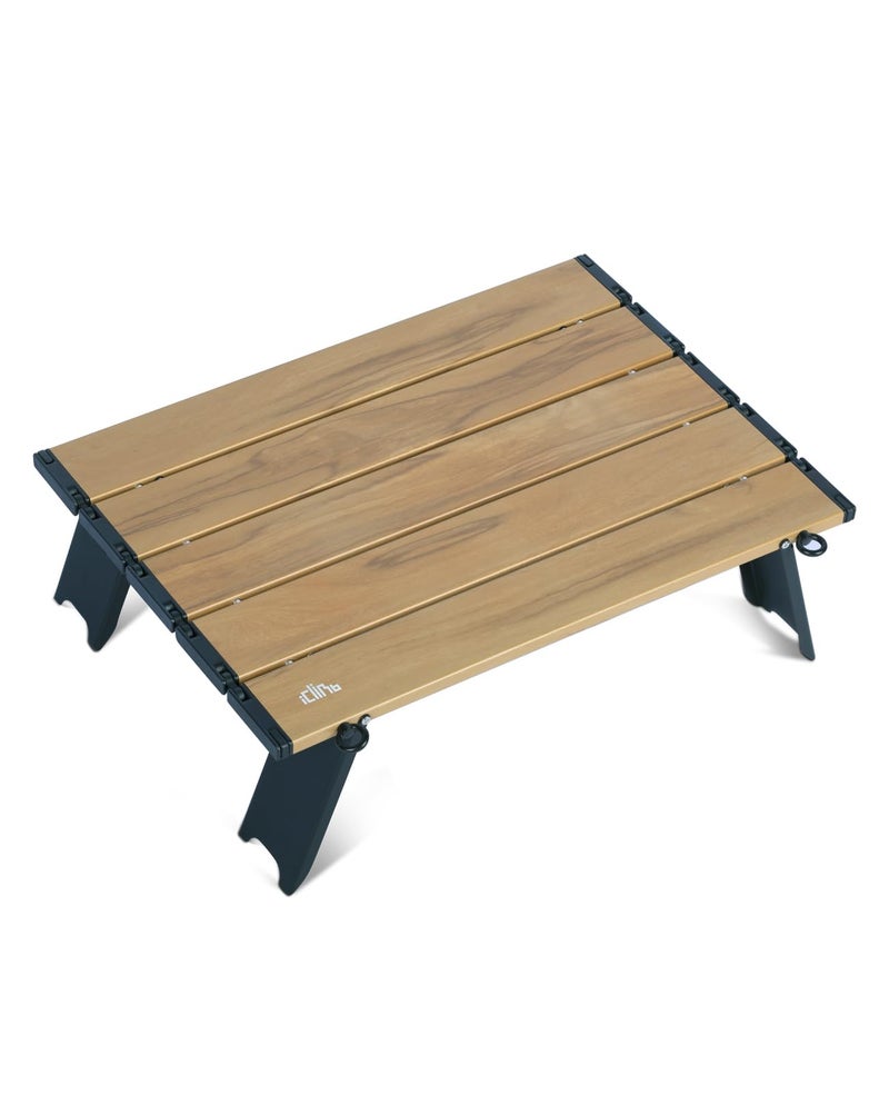 iClimb Ultralight Compact Mini Beach Picnic Folding Alu. Table with Carry Bag, Two Size (Nature - S) - Image 1