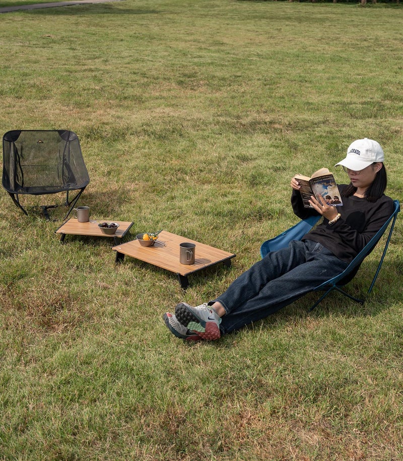 iClimb Ultralight Compact Mini Beach Picnic Folding Alu. Table with Carry Bag, Two Size (Nature - S) - Image 2