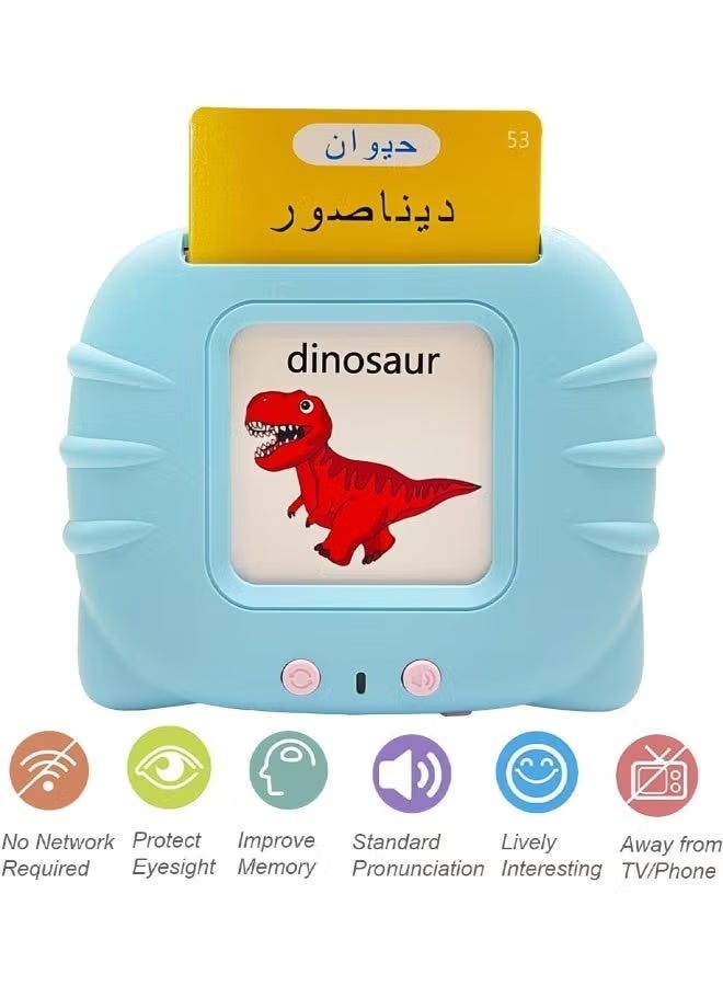 Arabic-English Bilingual Letter Learning Machine for Kids - Interactive Flash Card Toy with Sound, Educational Alphabet u0026 Word Learning Toy for Preschoolers, Perfect Gift for Birthday u0026 Eid-Color：Blue - Image 2
