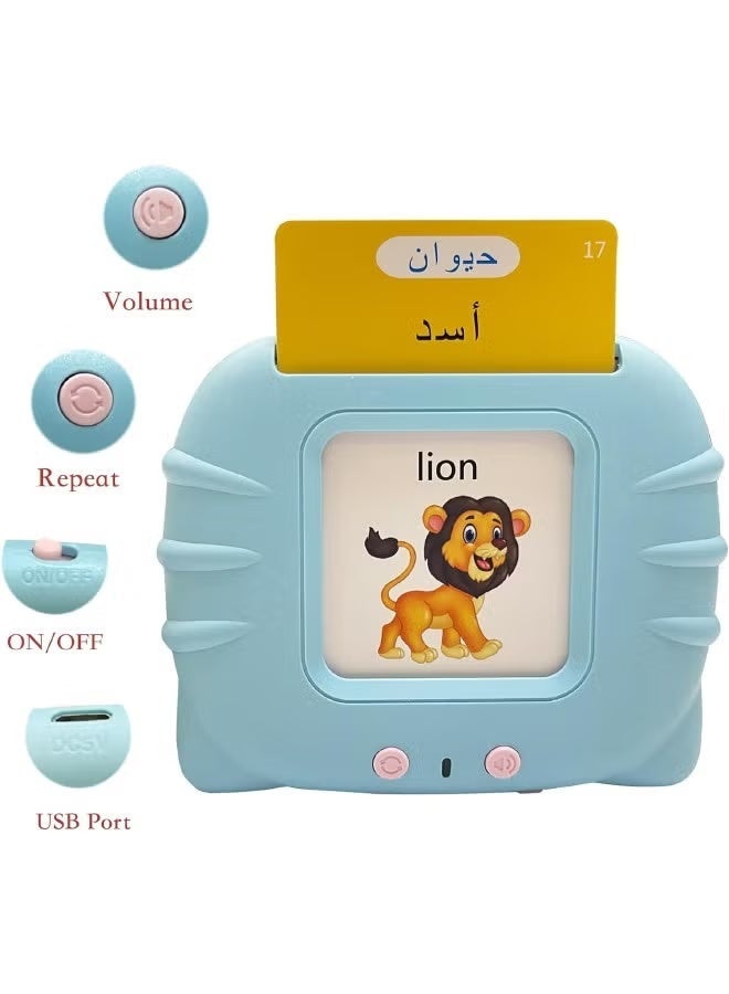 Arabic-English Bilingual Letter Learning Machine for Kids - Interactive Flash Card Toy with Sound, Educational Alphabet u0026 Word Learning Toy for Preschoolers, Perfect Gift for Birthday u0026 Eid-Color：Blue - Image 3