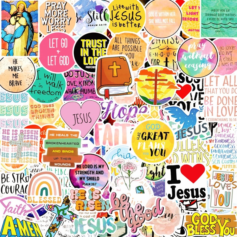 KASANYER 120 Pcs Inspirational Christian Stickers Bible Verse Faith Religious Jesus Motivational Stickers for Christmas Easter Gifts - Image 2