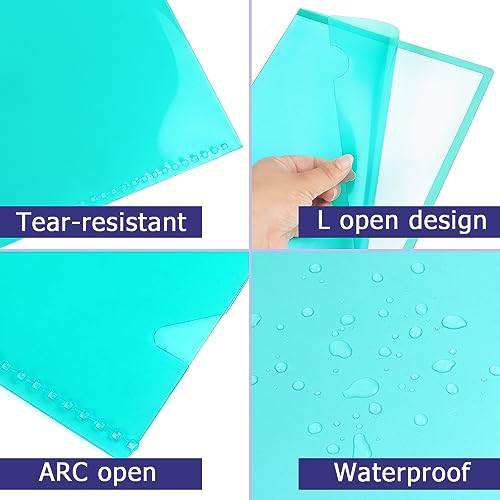 Tamaki 16 Pack Clear Plastic Folders Sleeves, Plastic Sleeves for Documents Transparent Paper Poly Jacket Sleeves Folders, 8 Assorted Colors - Image 4